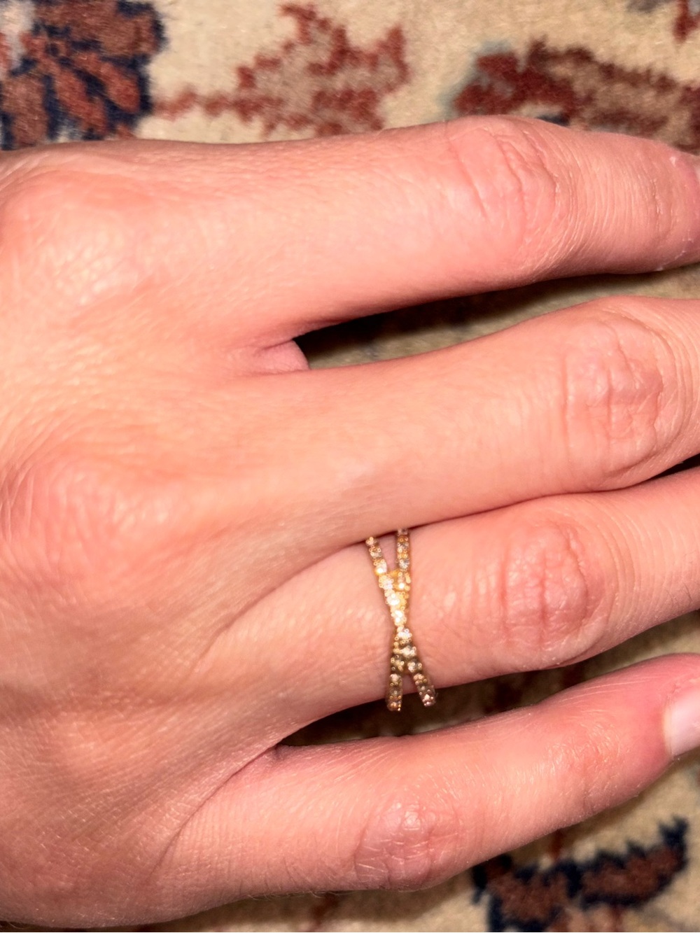 Vintage Rhinestone Crossover Ring - Picture 7 of 11